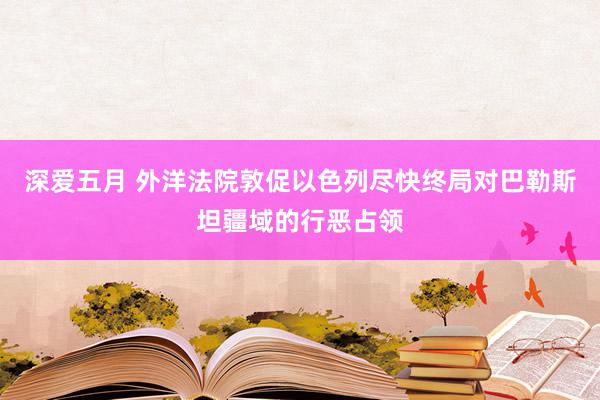 深爱五月 外洋法院敦促以色列尽快终局对巴勒斯坦疆域的行恶占领