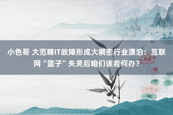 小色哥 大范畴IT故障形成大稠密行业漂泊：互联网“篮子”失灵后咱们该若何办？