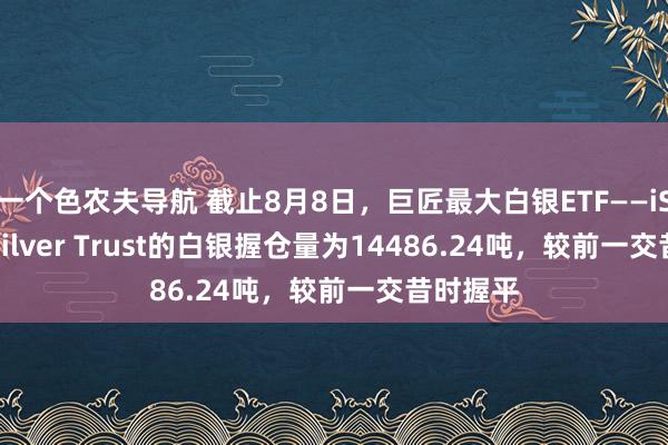 一个色农夫导航 截止8月8日，巨匠最大白银ETF——iShares Silver Trust的白银握仓量为14486.24吨，较前一交昔时握平