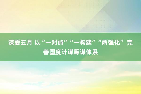 深爱五月 以“一对峙”“一构建”“两强化” 完善国度计谋筹谋体系